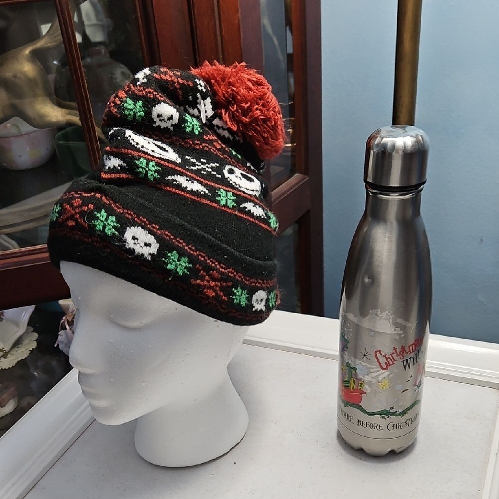 Nightmare Before Christmas Bundle | Pom Beanie & Stainless Water Bottle